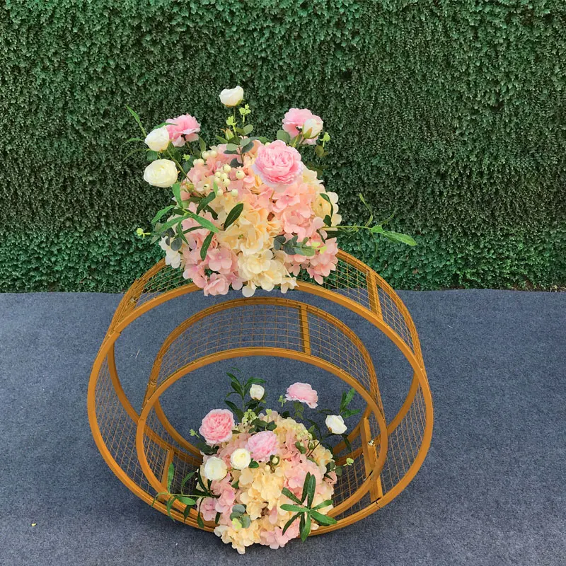 

60cm 80cm Metal Grid Flower Stand Concentric Round Wedding Road Lead Decoration Props Party Welcome Decoration Layout Circle