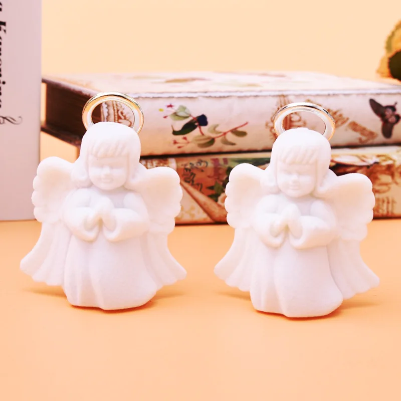 

1pcs Plastic Flocking Angel White Lovely Jewelry Gift Candy Packing Ring Necklace Jewelry Display Box New Fashion