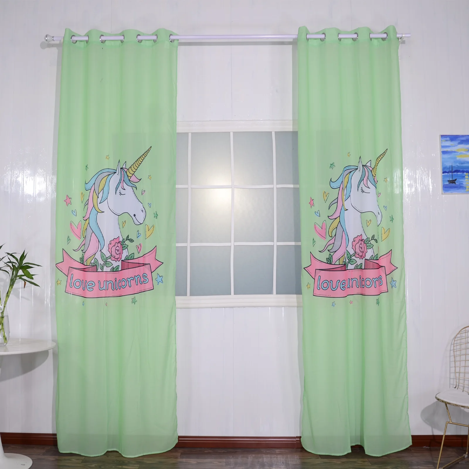 Тюль FMH с принтом единорога прозрачные шторы для гостиной спальни раздвижные