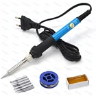 Паяльник с вилкой EU CN US, 220 В, 110 В, 60 Вт, термостатическая электрическая мини-ремонтная станция с 6 шт. наконечников для паяльника, припоя, канифоль