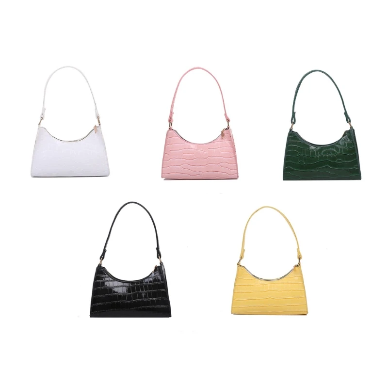 

Women Crocodile Retro Shoulder Bag Pu Leather Classic Clutch Purse Handbag Office Lady Casual Solid Color Travel Shopping Tote
