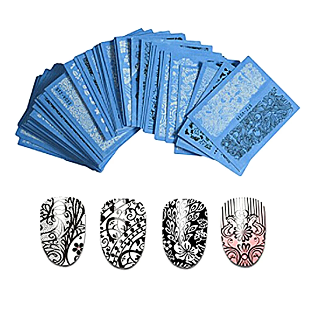 48/шт. Винил для ногтей наклейки-трафарет набор 48 различных дизайнов милый легкий