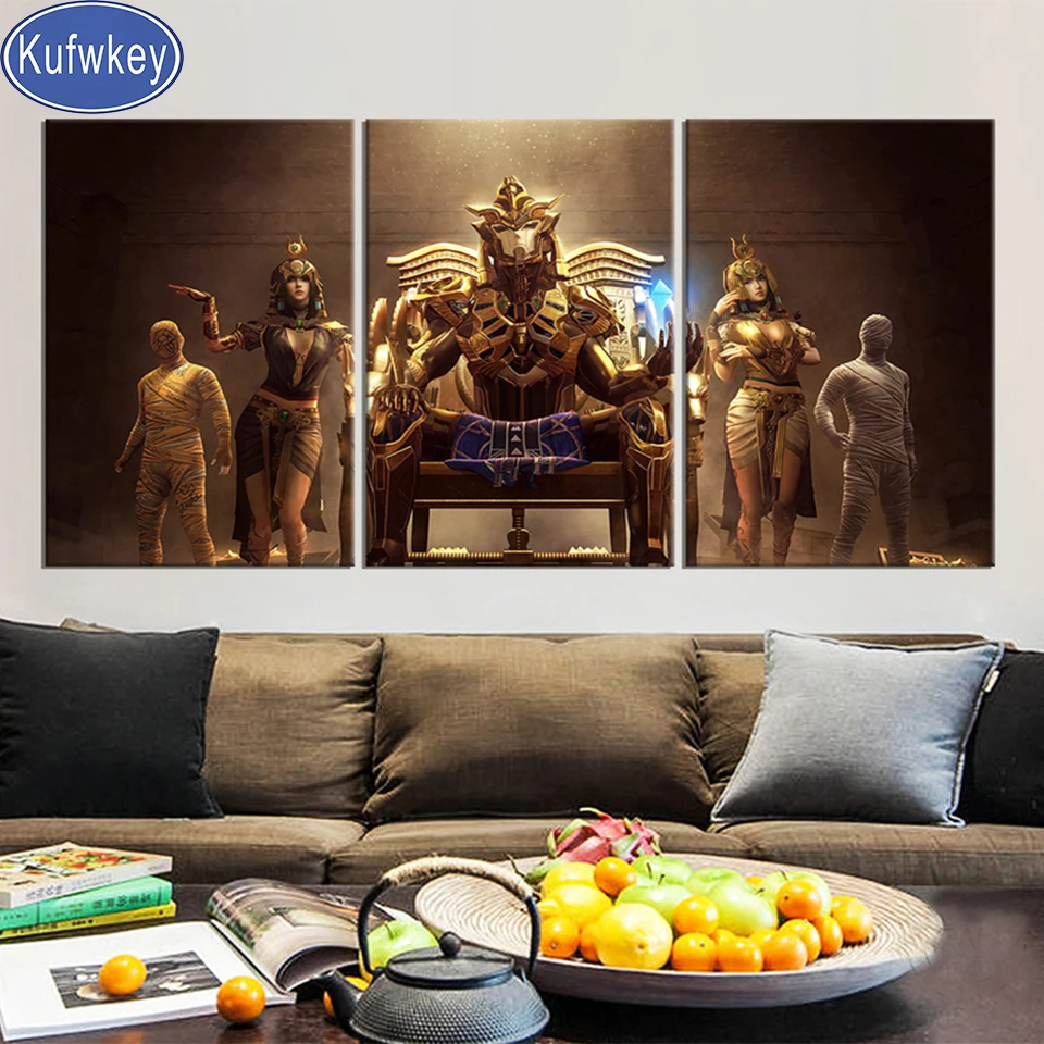 

Triptych diamond painting Egyptian Mummy Queen Diamond Mosaic Crystal diamond embroidery cross stitch full square round drill,