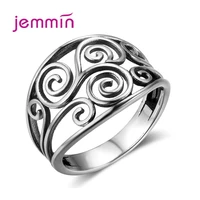 ethnic female flower hollow finger ring unique style party wedding rings for women vintage 925 sterling silver engagement ring
