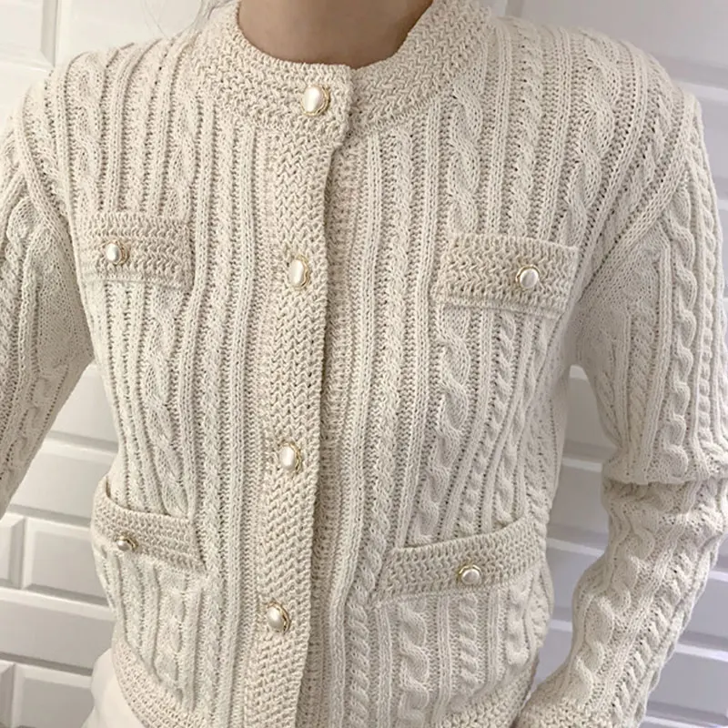 Knitted Sweater Cardigans For Women Sweet Twisted Long Sleeve Girl Cardigan 2021 Autumn Elegant Single Breasted Ladies Sweaters |