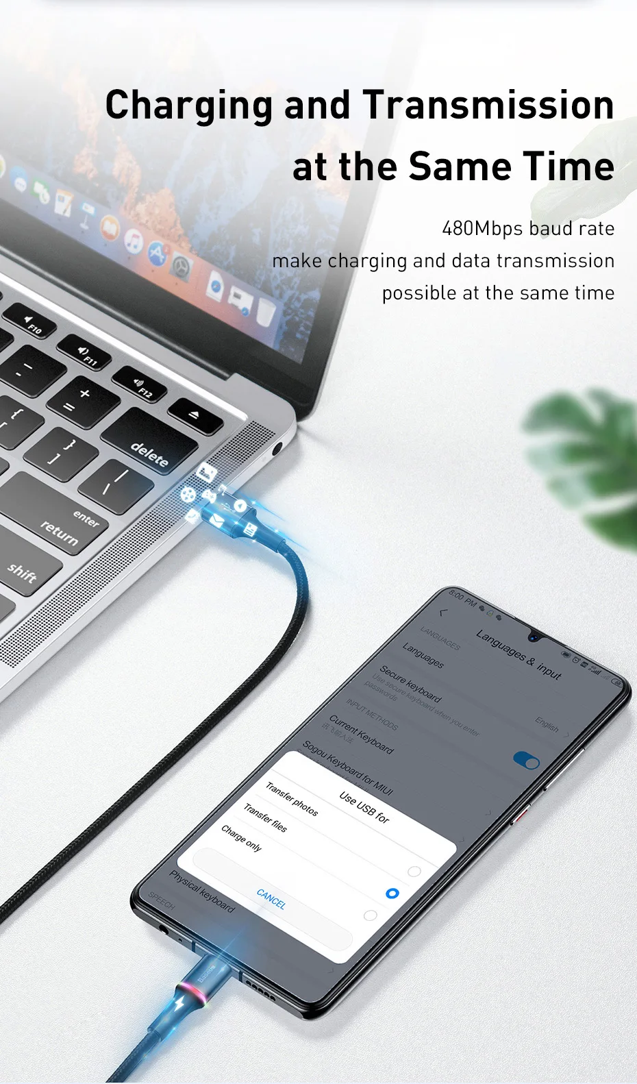 Baseus Micro USB кабель 2A 3A Быстрая зарядка зарядное устройство с светодиодный мини usb кабель 3 м для Xiaomi Android мобильный телефон провод шнур