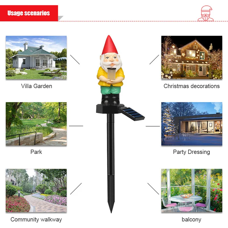 Точечный светильник на солнечной батарее с Санта-Клаусом светодиодный личный