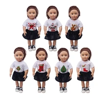 18 inch girls doll clothes american newborn white t shirt dress christmas suit baby toys fit 43 cm baby dolls c671