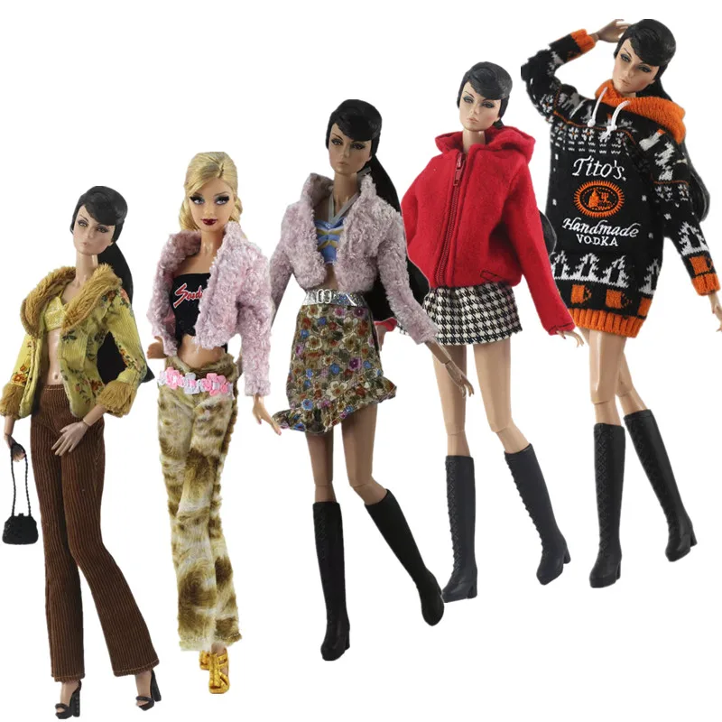 

1/6 BJD Clothes Fashion Winter Hoodies Coat Sweater Skirt Pants for Barbie Doll Clothes Outfits 11.5" Dolls Accessories Kid Gift