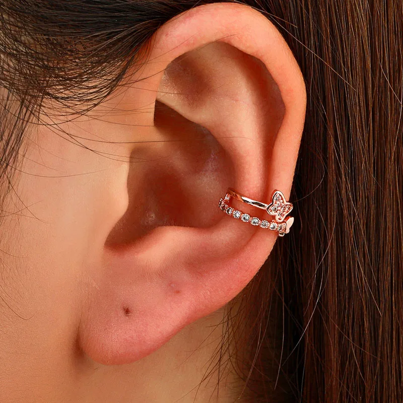 

Fashion Non-Piercing Ear Cuff Fake Cartilage Earrings Small Ear Clips Earrings For Women Wholesale Jewelry Temperament Butterfly
