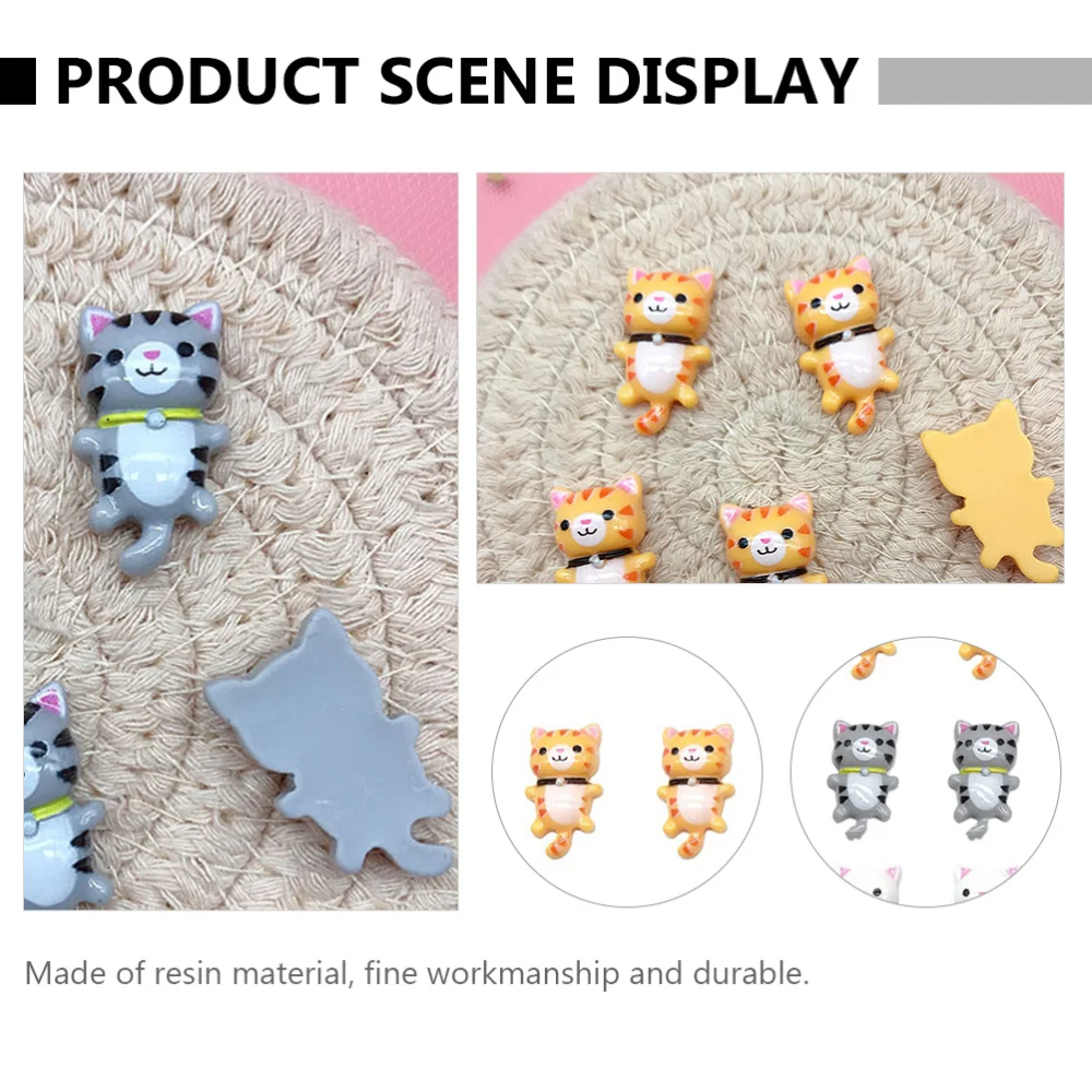 

50pcs Flat Back Embellishments Adorable Cat Charms for Craft Making Scrapbook