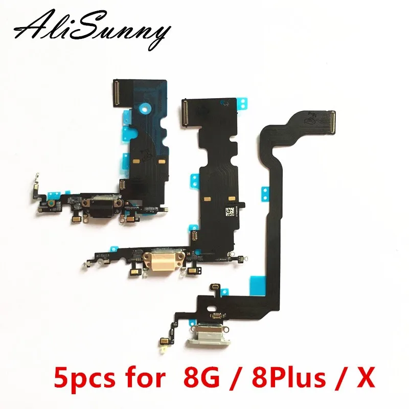 AliSunny 5 шт. зарядный порт гибкий кабель для iphone 8 Plus 8G 4,7 8 Plus X USB док-станция разъем зарядное устройство для микрофона запчасти