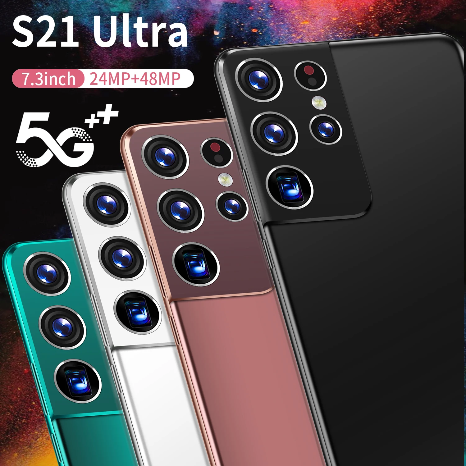 

Global Version S21 Ultra Smartphones 6800mAh 12+512GB 7.3Inch Mobile Phones 24MP +48MP HD Camera Android11 Dual SIM Cellphones