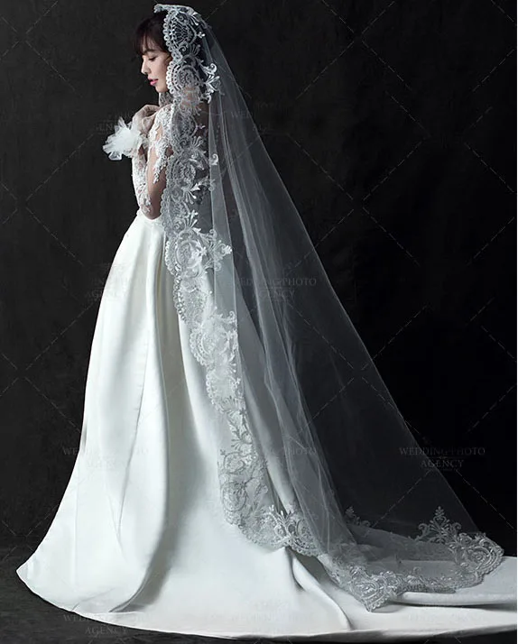 Кружевная свадебная вуаль с гребнем длиной 2 3 м Новая Элегантная Однослойная 230