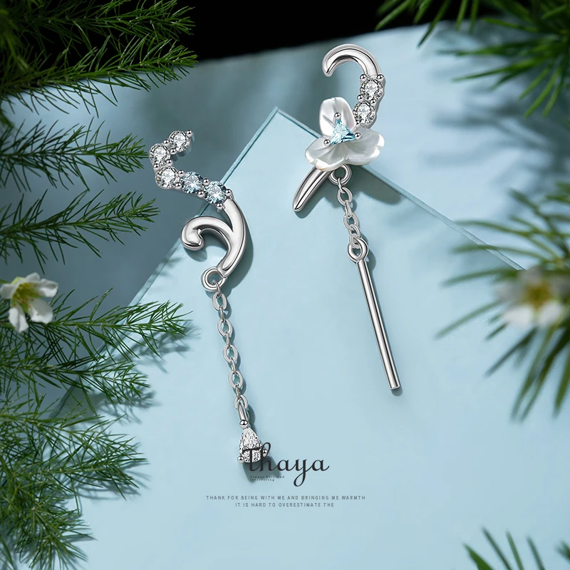 Женские серьги гвоздики с кристаллами Thaya 100% серебряные 925 пробы в