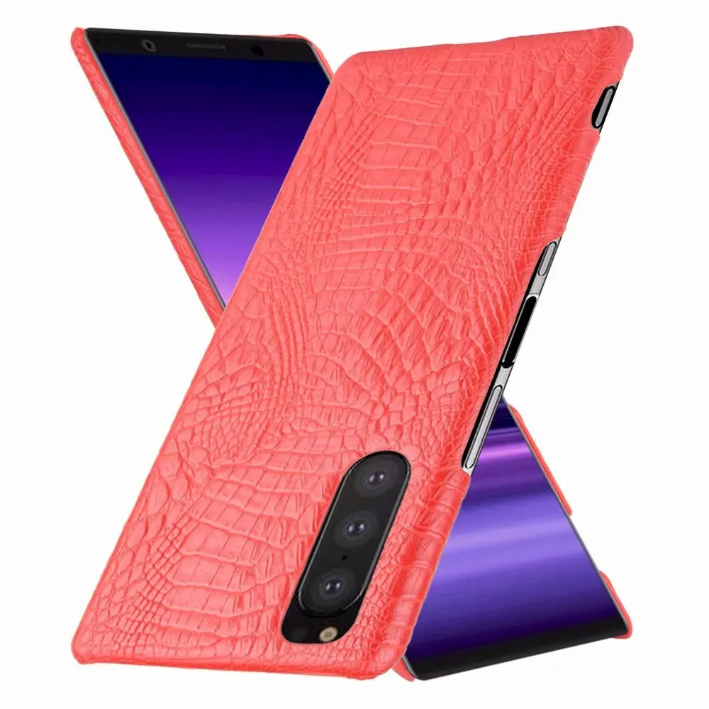 Красный Для sony Xperia 5 чехол Роскошный Crocodiel текстура PU кожа задняя жесткий пластиковый чехол для sony Xperia 5 J8210 J8270 J9210 - Цвет: Красный