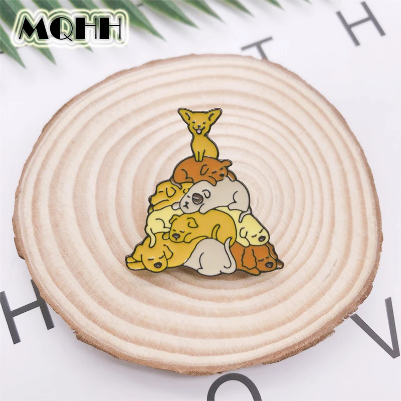 Эмалированная брошь в виде милых животных мопса золотистого ретривера собаки