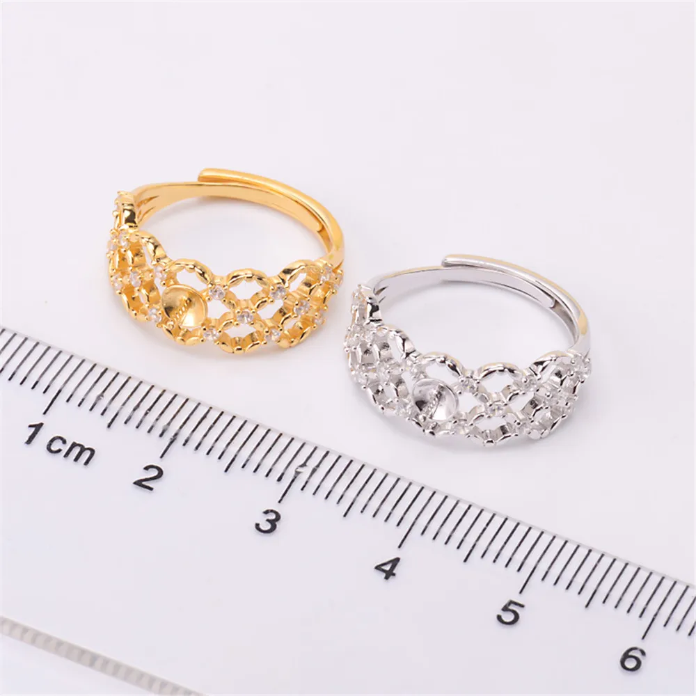 

Fashion Rings Resizable Design Rings Base 925 Sterling Silver Pearl Rings Settings Women DIY Pearl Rings Accessory No Pearl