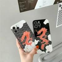 vintage red dragon luxury phone case for iphone 11 12 pro max mini cloud painting 7 8 plus xs max xr x se20 fashion funda shell