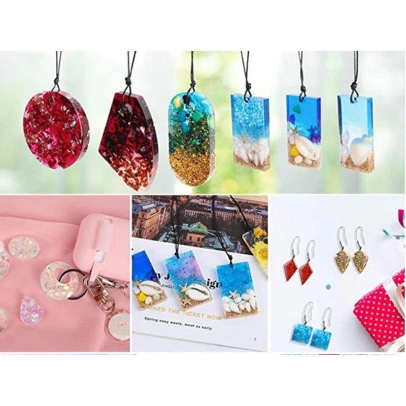

1Set Crystal Epoxy Resin Mold Necklace Earrings DIY Craft Casting Silicone Mould