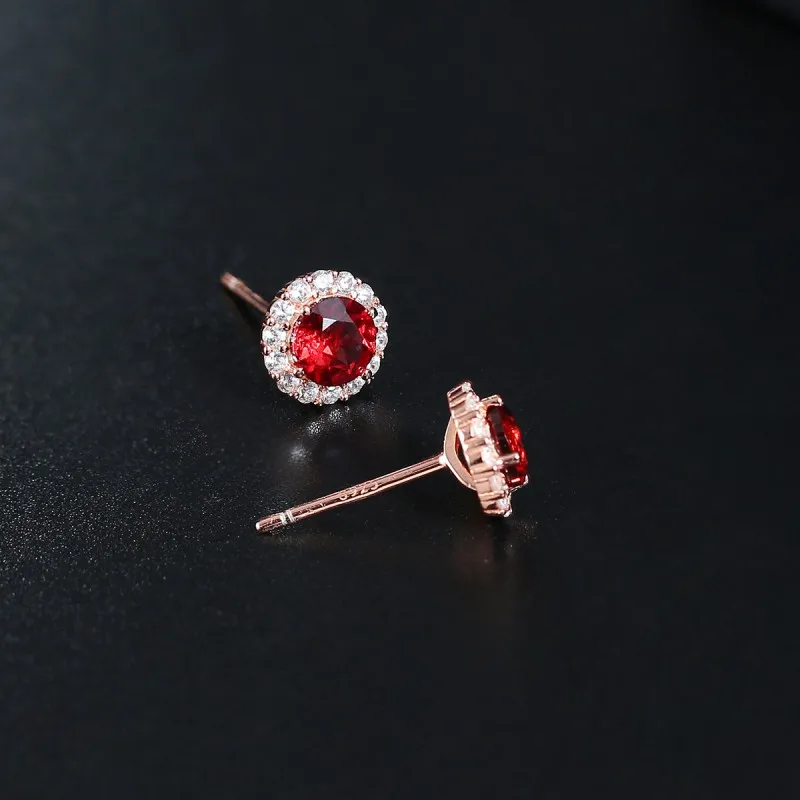 Бренд DAIMI 5 мм темно красный гранат серёжки из настоящего драгоценный камень 925