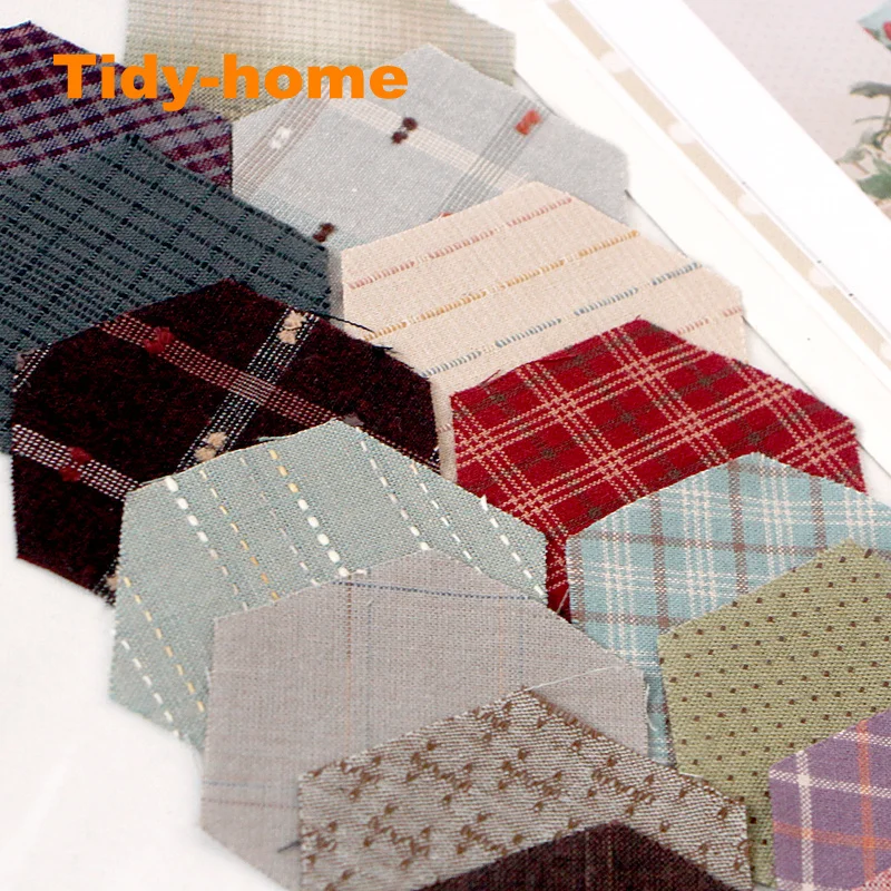 50 шт./лот Шестигранная окрашенная в пряжку ткань стиле пэчворк Длина по бокам 3 8