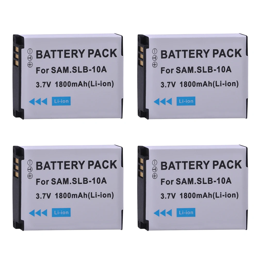 4x1800 mAH SLB 10A SLB10A аккумуляторная батарея камеры для Samsung PL50 PL60 PL65 P800 SL820 WB150F WB250F WB350F