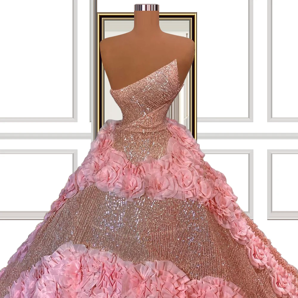 

Irregular Neckline A-line robe Pink 2021 Shinning Celebrity Dresses vestidos de fiesta de noche largos elegantes