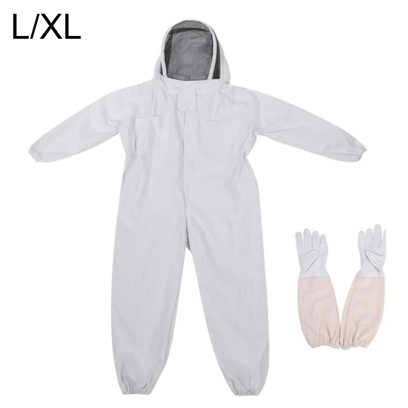 

Cotton Beekeeper Suit Bee Protective w/Safe Veil Hat Keeper Outfit +Long Sleeve Gloves for Professional Beginner White