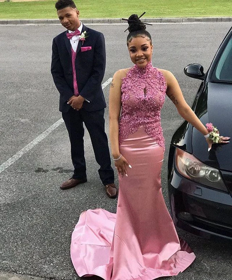 

Pink Long Evening Dress Long Sleeve Sexy Sleeveless Evening Gowns Custom Made Sweep Train Formal prom Party Dresses