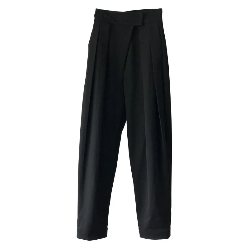 

DEAT 2021 New Spring Summer Solid Color High Waist Wide Leg Pants Women Korea Loose Casual Temperament Trouser Tide PE018