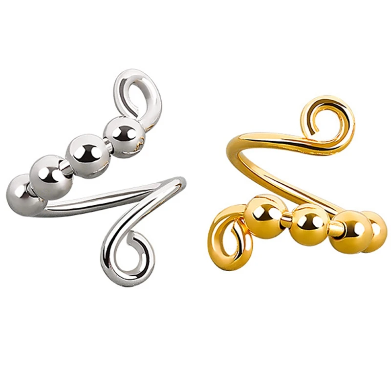 

Rotatable Round Bead Ring Fashionable Round Bead Ring Adjustable Female Rings 2 Colors Opening Adjusted Woman Jewelry Gift