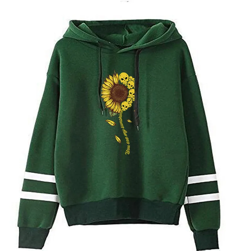 

Women Fall 2020 Women Hoodie Fleece Printing Sweatshirt Sunflower Pattern Printing Long Sleeve Hooded Tops