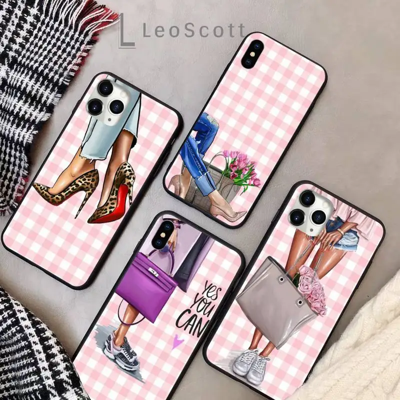 

Fashion Girls High Heels pink Phone Case for iPhone 11 12 pro XS MAX 8 7 6 6S Plus X 5S SE 2020 XR Soft silicone