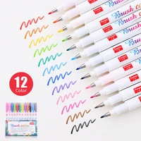 12pcslot colored marker pens set fabricolor touch write brush penfor calligraphy drawing gift korean stationery art supplies