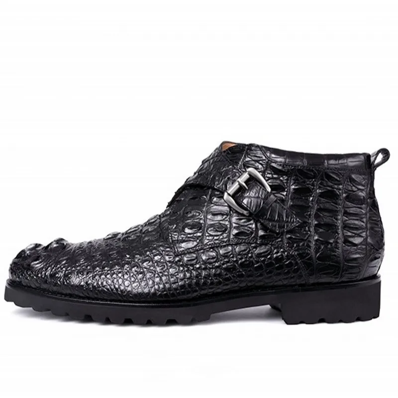 Мужские классические ботильоны из натуральной кожи аллигатора коричневые