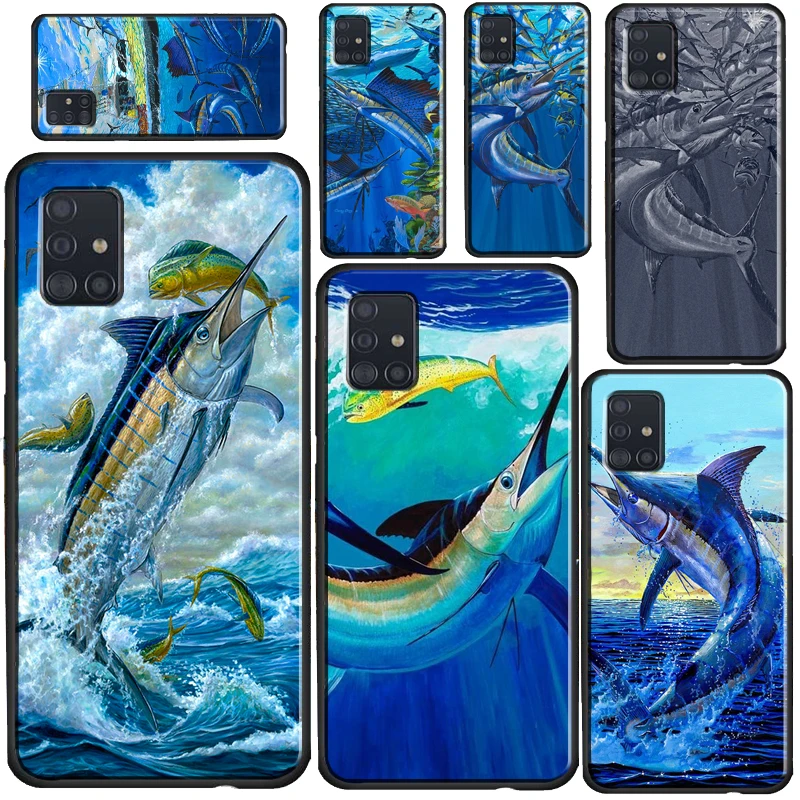 

Blue Marlin Painting Phone Case For Samsung A71 A51 A41 A31 A11 A12 A32 A52 A72 A20e A21S A02S A10 A40 A50 A70