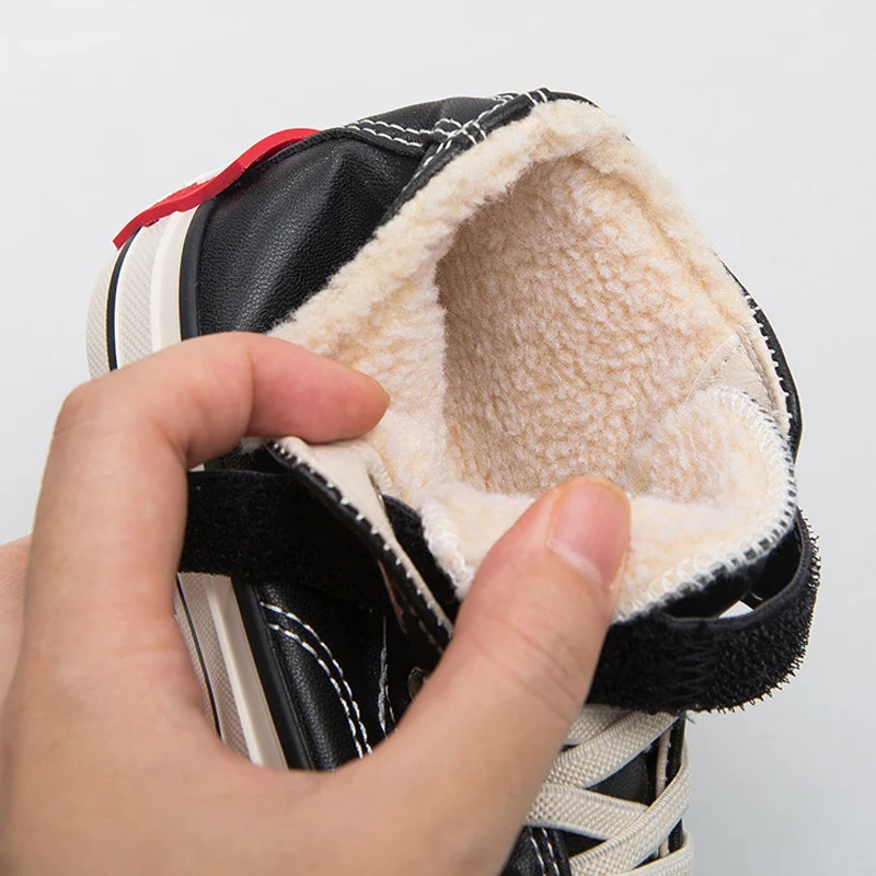 

Winter Boys Girls Boots Children Shoes Leather Fashion Martin Boots for Kids Student Sneakers Plus Velvet Warm Child Snow Boots