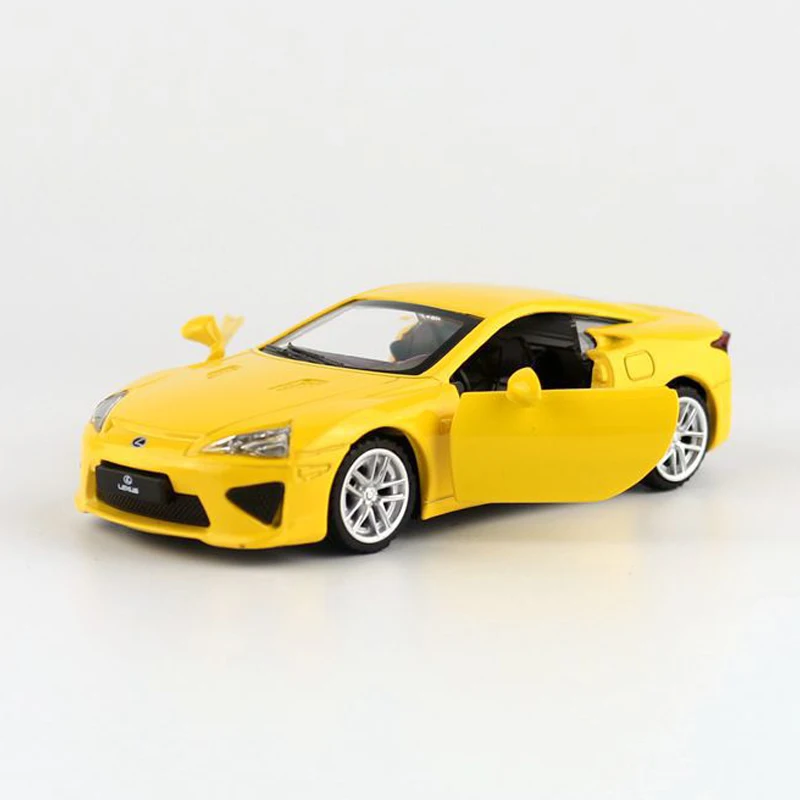 Желтая модель автомобиля игрушки HOMMAT 1:43 Lexus LFA спортивная машина из сплавного металла с открывающимися дверцами, подарок для детей.