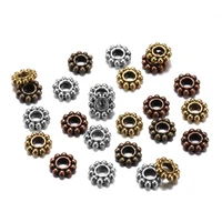 100pcslot metal retro wheel flower charm gear shapes loose spacer beads bracelet for diy jewelry making supplies accessories