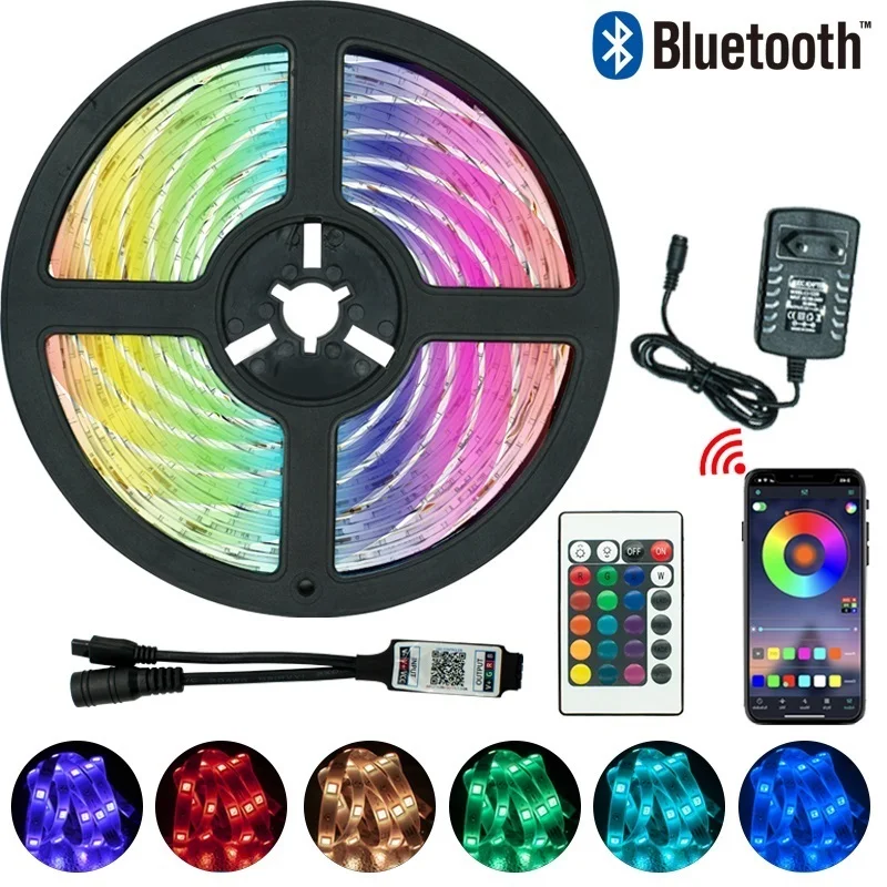 

5M LED Strip Light 2835 Waterproof Bedroom Decoration Lamp Strips Flexible Ribbon String Bluetooth Controller Lighting