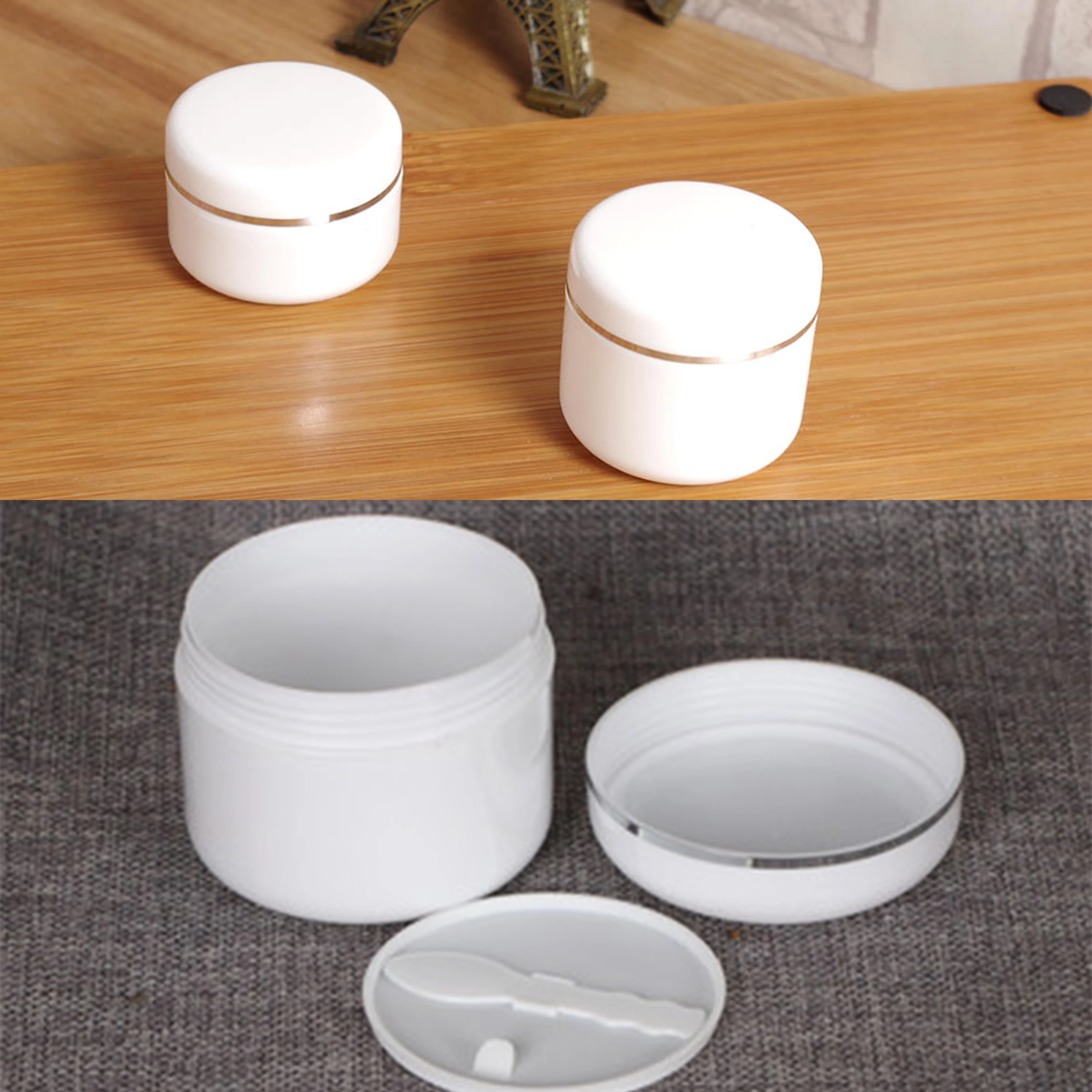 Емкость для косметики многоразовая из белого пластика 20/30/50/100/150/250 г путешествий