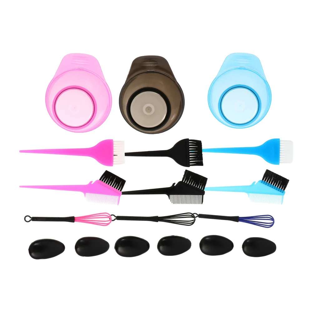 

3 Sets Hair Dyeing Kit Hair Dye Comb Bowl Earmuffs Dyeing Brush Mixing Whisk