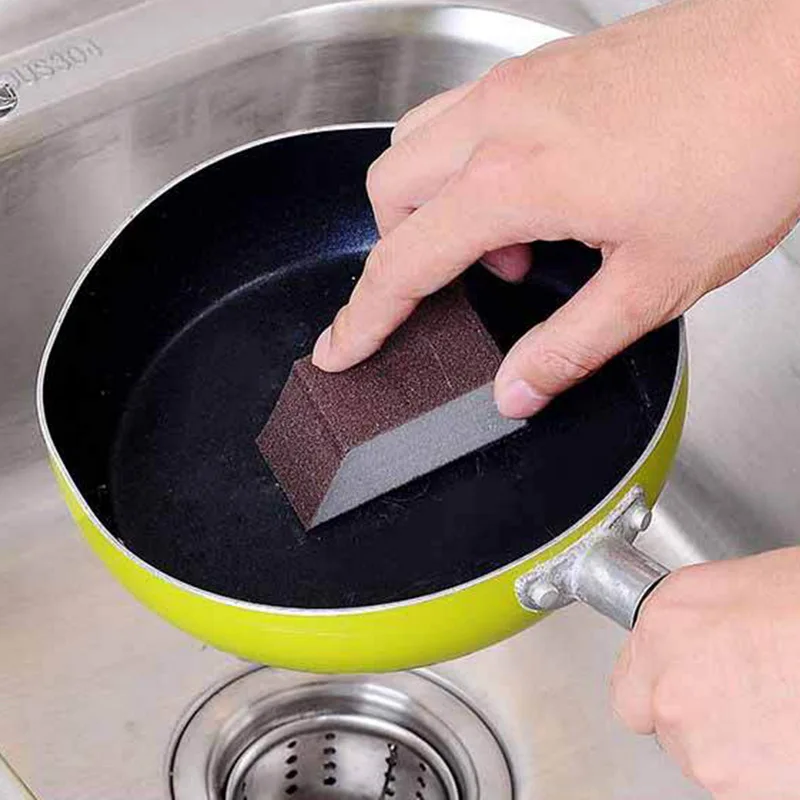 Sponge Carborundum Brush Kitchen Washing Cleaning Cleaner Tool Brown Wash Pot Magnetic Accessories | Дом и сад