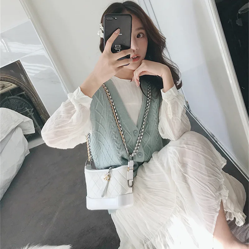 Осеннее женское белое длинное платье и свитер Топ комплект Туника Макси вечернее