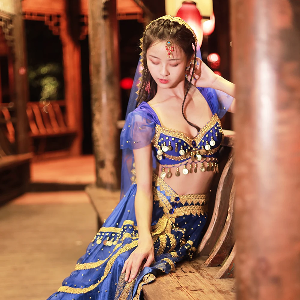 Женские индийские костюмы танец живота Болливуд комплект Хэллоуин Аниме Косплей