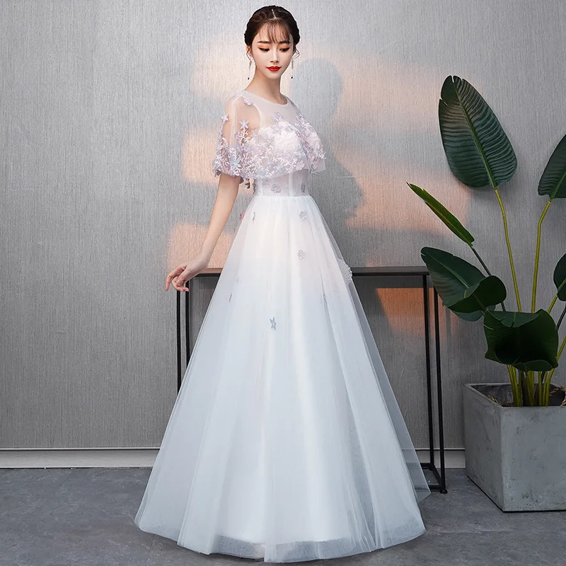 Белое сексуальное тонкое с круглым вырезом женские вечерние платья вечернее