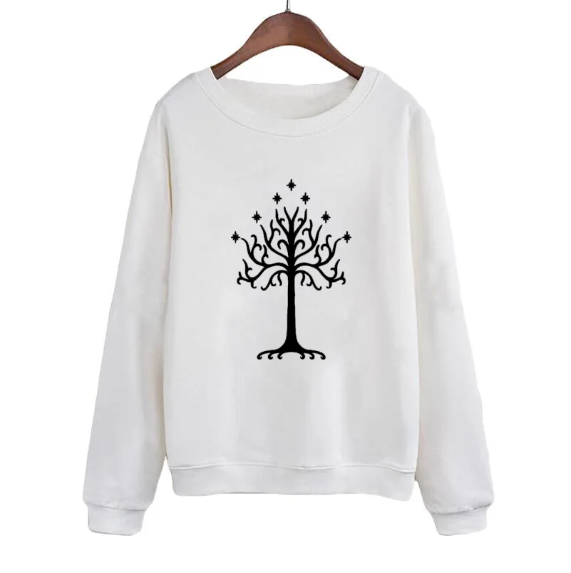 White Tree Gondor Sweatshirt Harajuku Jumper Pullover Women Crewneck Hoodies Casual Female Tracksuit | Женская одежда