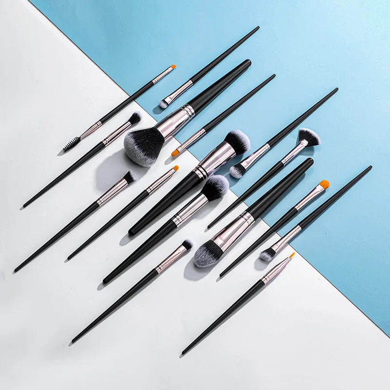 16PCS Black Handle Makeup Brush Set Complete Brush Kit Priva
