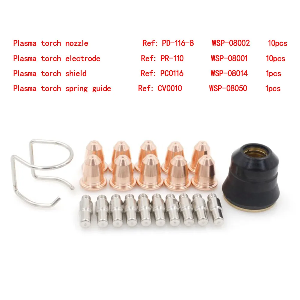 

22pcs Plasma Torch Nozzle Protective Cover Kit PD116-8 PR110 Plasma Cutting Torch Consumables For Trafimet S45 S25 Welding Tool